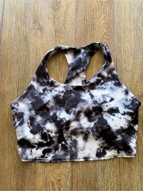 Last chance - K-Deer Tie-Dye Racerback Crop Top Support Bra- Black & White